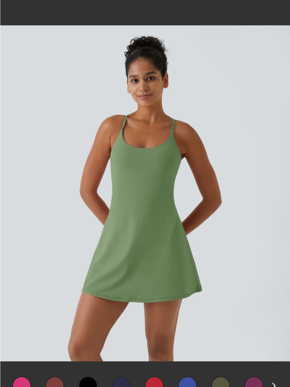 HALARA Olive Green Scoop Neck Active Easy Peasy Dress